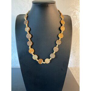 Natural Stone & Bead Necklace Earth Tones Boho Chic Jewelry